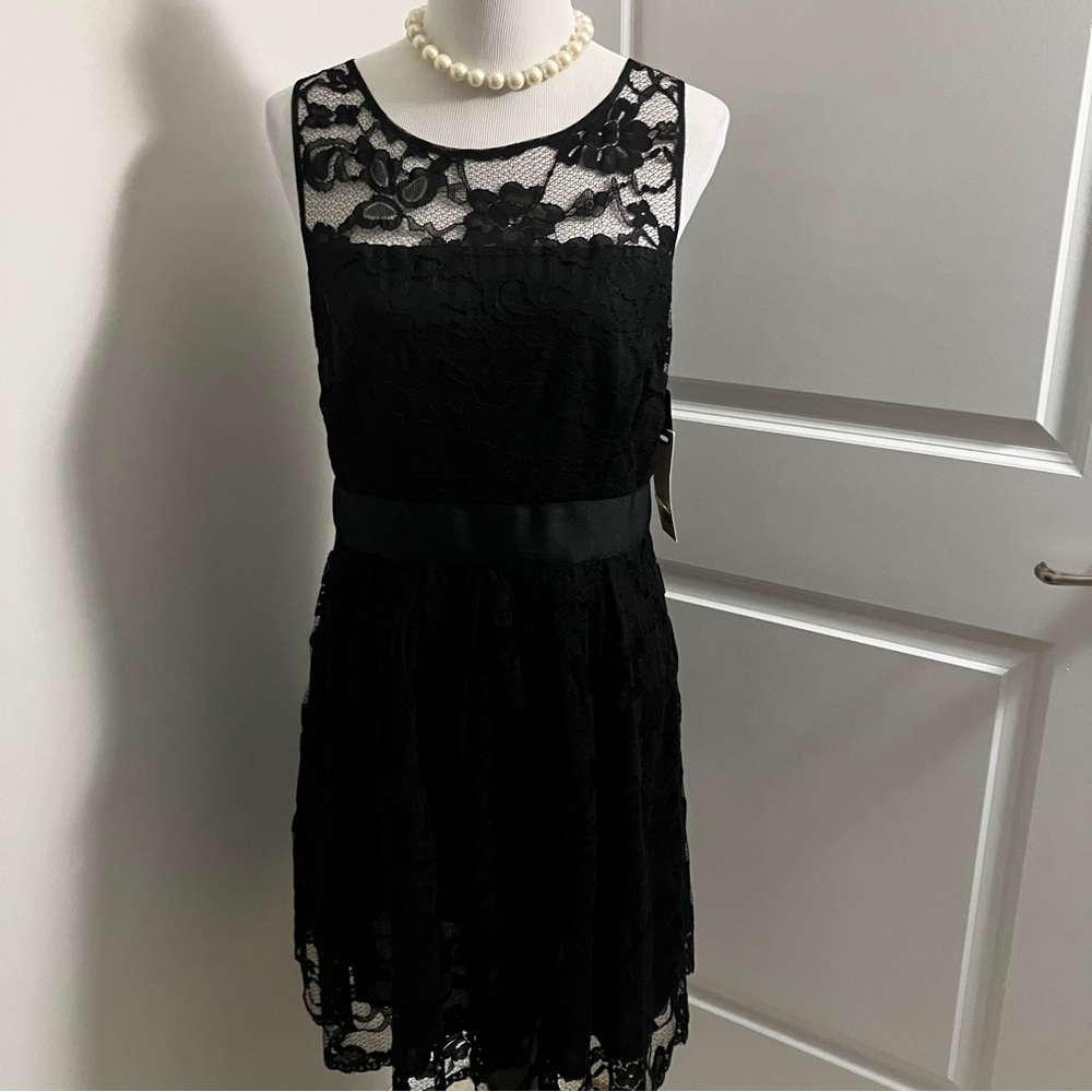 NWT BB DAKOTA | black lace mini dress | size 14